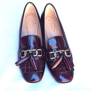 TOD'S Brown Tassled Loafer with Heel